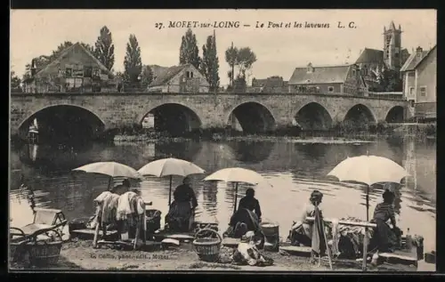 AK Moret-sur-Loing, Le Pont et les laveuses