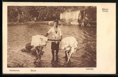 AK Djocia, Washerman, Wäscher, Java