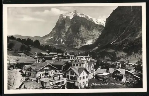 AK Grindelwald, Teilansicht mit Wetterhorn