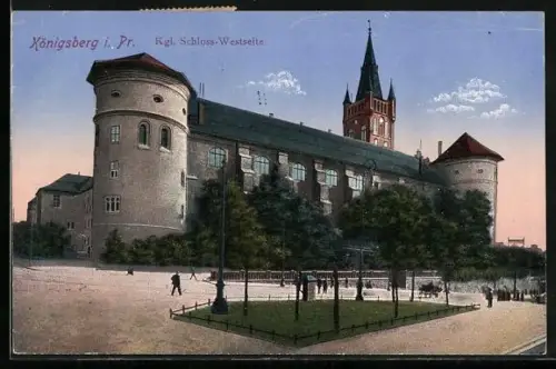 AK Königsberg, Westseite vom Kgl. Schloss