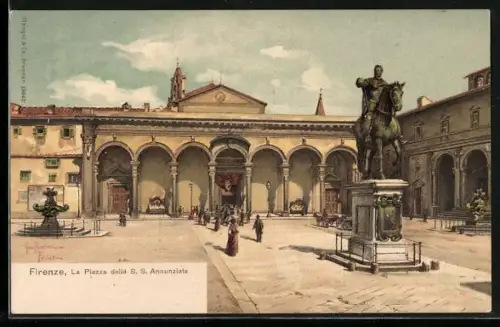 AK Firenze, La Piazza della S. S. Annunziata