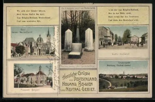 AK Moresnet, Vierländerblick mit Vaals, Aachen und Altenberg, Grenze