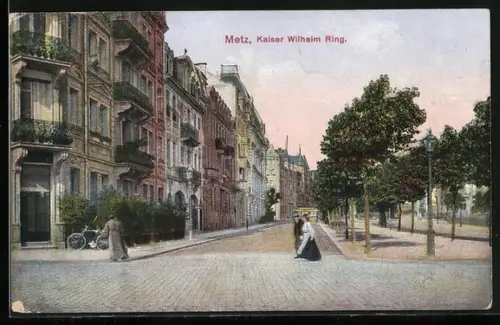 AK Metz, Kaiser-Wilhelm-Ring mit Spaziergänger