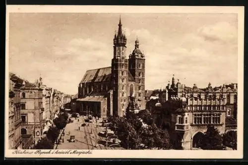 AK Krakau-Krakow, Rynek i kosciol N.P.Marii