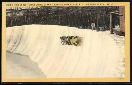 AK Vier Männer im Bob in der Kurve