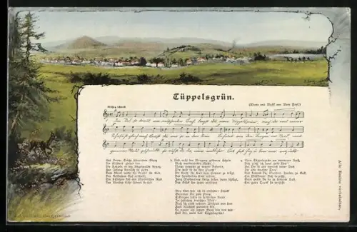 Künstler-AK Tüppelsgrün - Lied und Landschaft mit Blick auf Ort