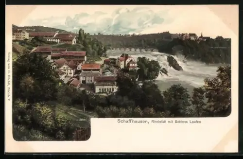 AK Schaffhausen, Rheinfall mit Schloss Laufen