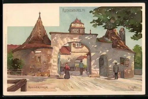Künstler-AK Karl Mutter: Rothenburg o. T., Roederthor