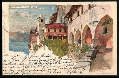 Künstler-AK Manuel Wielandt: Sta Caterina del Sasso, Ausblick mit Kirche