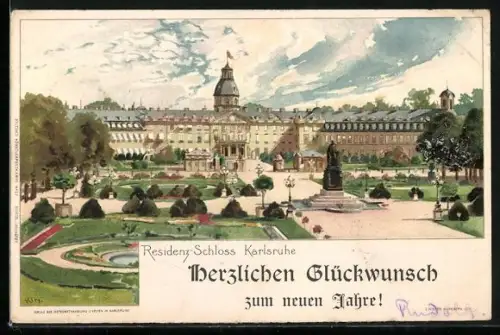 Künstler-AK Heinrich Kley: Karlsruhe, Residenz-Schloss vom Park gesehen