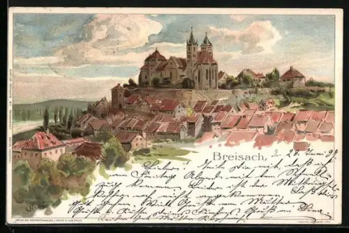 Künstler-AK C.Biese: Breisach, Panorama mit Schloss