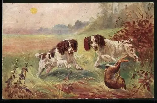 AK Jagdhunde bei der Verfolgung eines Hasen