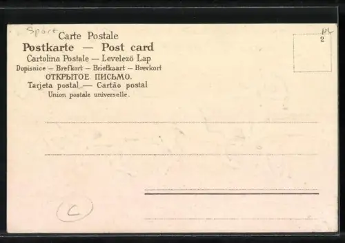 Lithographie Jockey im Rennwagen