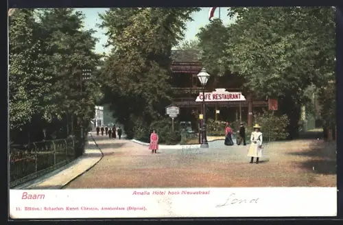 AK Baarn, Amalia Hotel hoek Nieuwstraat