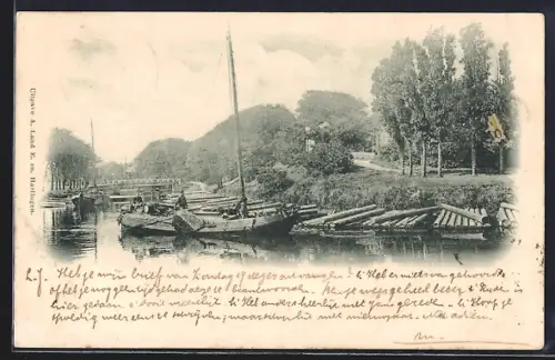 AK Harlingen, Boot auf Kanal