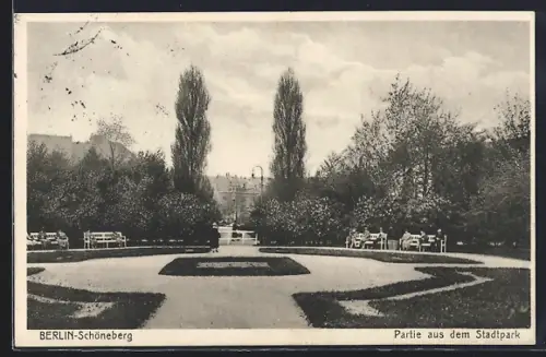 AK Berlin-Schöneberg, Partie aus dem Stadtpark