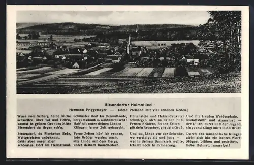 AK Bissendorf / Osnabrück, Ortsansicht und Heimatlied