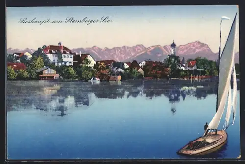 AK Seeshaupt am Starnberger See, Ortsansicht vom Wasser aus