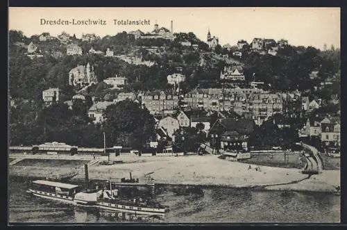 AK Dresden-Loschwitz, Dampfer auf dem Wasser