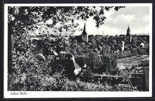 AK Melle, Stadtansicht mit Kirchen