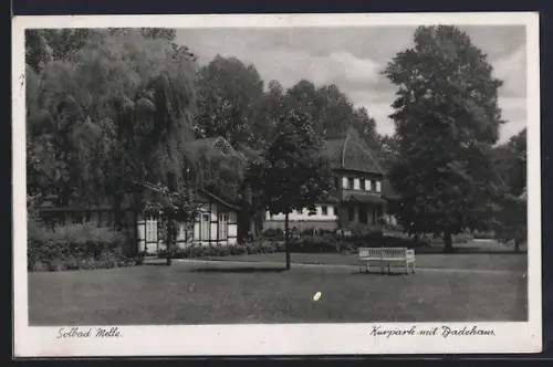 AK Melle, Kurpark, Badehaus