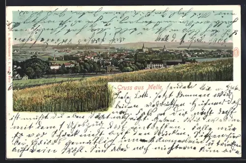 AK Melle, Panoramaansicht der Stadt