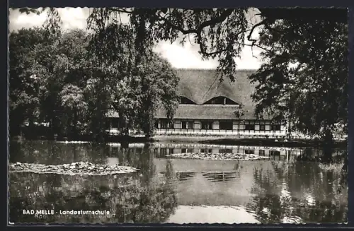 AK Bad Melle, Landesturnschule, Teich, Bäume