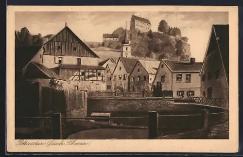 AK Pottenstein /Fränk. Schweiz, Burg, Kirche, Ortsansicht
