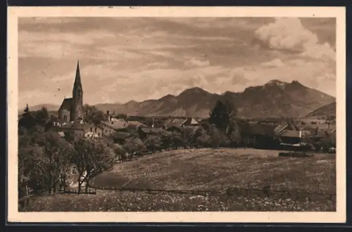 AK Bernau am Chiemsee, Ortsansicht mit Hochgern