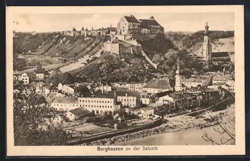 AK Burghausen an der Salzach, Burganlage, Stadtansicht, Kirche