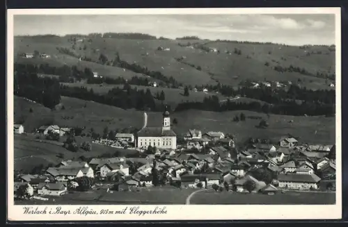 AK Wertach i. Bayr. Allgäu, Ortsansicht mit Eleggerhöhe