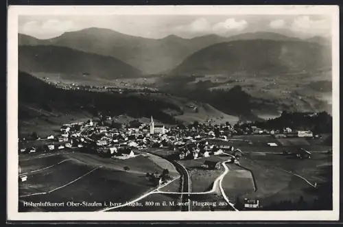 AK Oberstaufen i. bayr. Allgäu, Ortsansicht aus dem Flugzeug