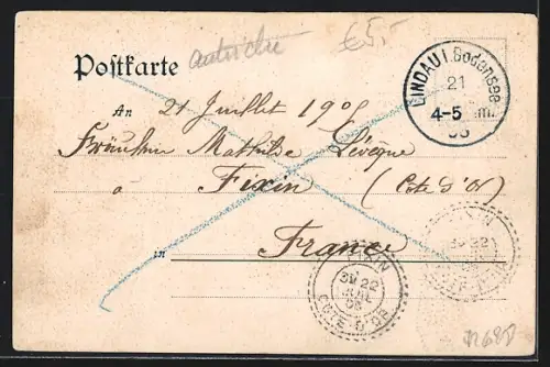 AK Lindau / Bodensee, Hafen, Löwe, Schiffe