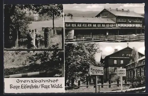 AK Bayer. Eisenstein /Bayr. Wald, Grenzbahnhof, Landesgrenze