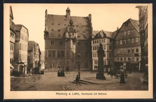 AK Marburg a. Lahn, Marktplatz mit Rathaus