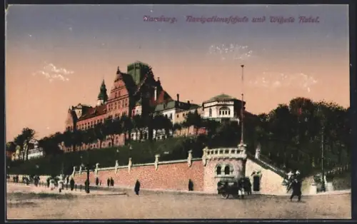 AK Hamburg-St.Pauli, Navigationsschule und Witzels Hotel