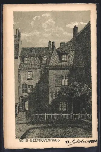 AK Bonn, Beethovenhaus mit Gartenpartie