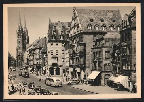 AK Nürnberg, Königstrasse mit Kirche