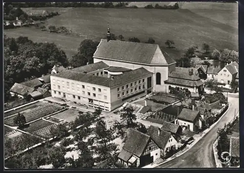 AK Schwarzenberg /Scheinfeld, Franziskaner-Minoriten-Kloster vom Flugzeug aus
