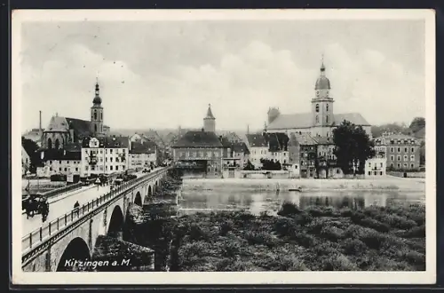 AK Kitzingen, Panorama mit Main