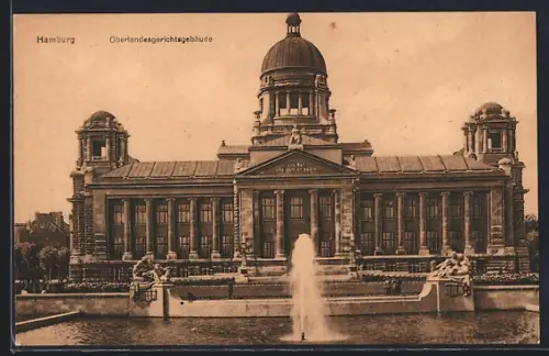 AK Hamburg-Neustadt, Oberlandesgerichtsgebäude mit Fontäne