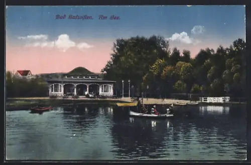 AK Bad Salzuflen, Partie am See mit Ruderboot