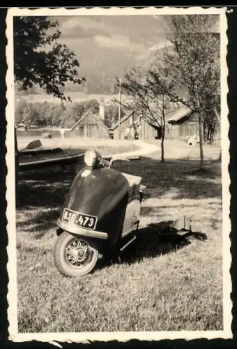 Fotografie Strehl, Wels, Motorrad Lohner, Motorroller mit Kennzeichen Österreich