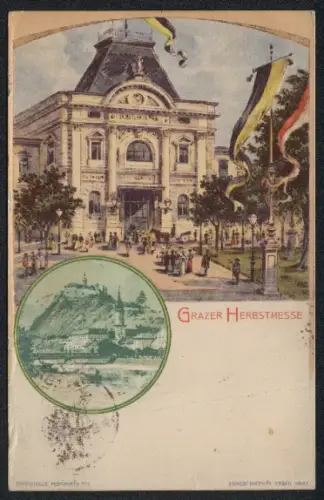 Lithographie Graz, Grazer Herbstmesse, Panoramaansicht