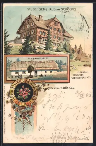 Lithographie Stubenberghaus am Schöckel, Semiacherhütte