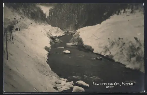 AK Hieflau /Steiermark, Bach nach einem Lawinenunglück