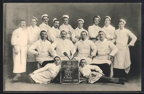 AK Basel, La Brigade du Buffet Saison 1908