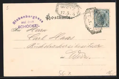 Lithographie Stubenberghaus am Schöckel, Eigentum des Steir Gebirgsvereins
