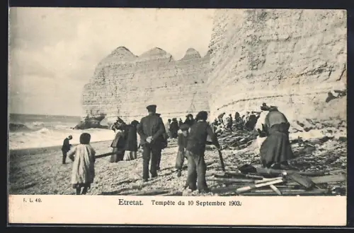 AK Etretat, Tempête du 10 Septembre 1903