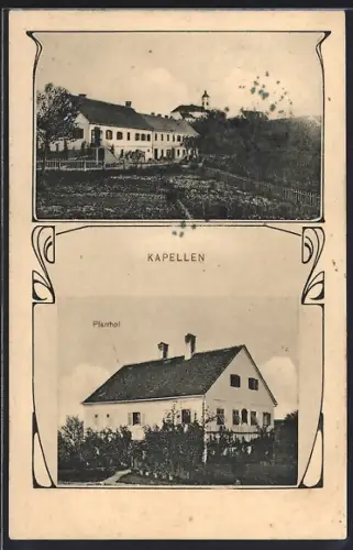 AK Kapellen, Teilansicht mit Kirche und Pfarrhof